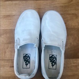 Woman's white slip on Vans
